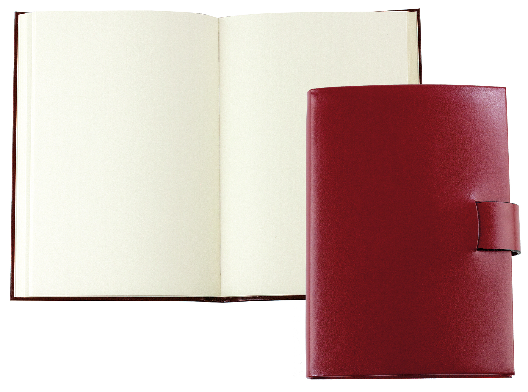 Notizbuch DIN A5 gebunden mit Verschlusslasche in rot kaufen