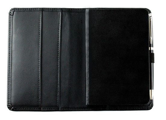 Pocket Notizbuch PREMIUM LEDER BOXCALF schwarz (glatt)