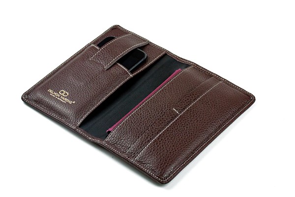 Phoneholder Reisebrieftasche PREMIUM LEDER SOFT GRAIN dunkelbraun (genarbt)