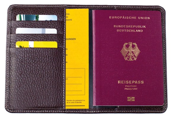 Reisepass / Impfausweis Etui PREMIUM LEDER SOFTGRAIN dunkelbraun (genarbt) - RFID Protected