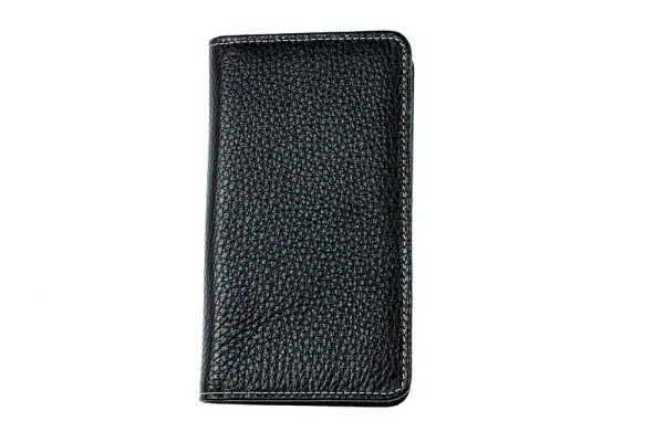 iPhone Case aus Leder mit integrierter schwarzer Kunststoffschale PREMIUM LEDER SOFT GRAIN schwarz (genarbt)