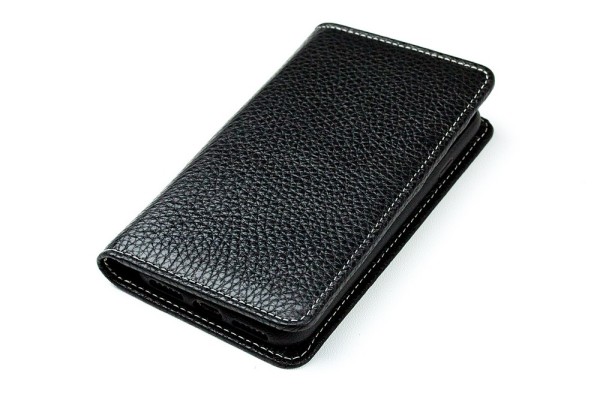 iPhone Case aus Leder mit integrierter schwarzer Kunststoffschale PREMIUM LEDER SOFT GRAIN schwarz (genarbt)