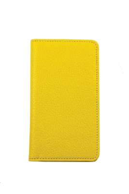 iPhone Case aus Leder mit integrierter Kunststoffschale PREMIUM LEDER SOFT GRAIN gelb (genarbt)