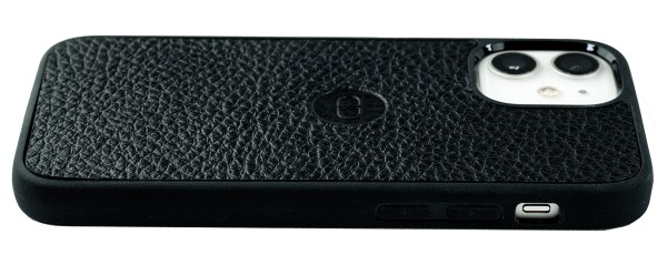 iPhone Case Silikon Schutzhülle in PREMIUM LEDER SOFTGRAIN schwarz (genarbt)