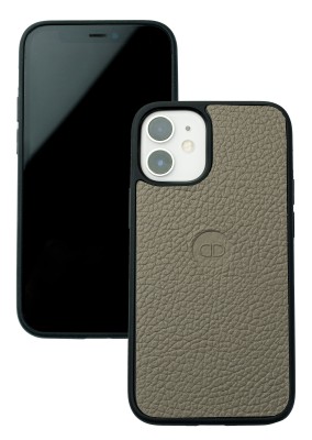 iPhone Case Silikon Schutzhülle in PREMIUM LEDER SOFTGRAIN taupe (genarbt)