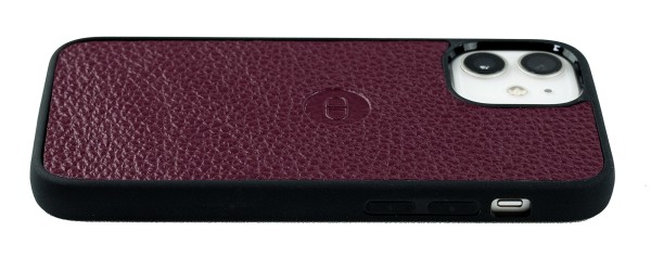 iPhone Case Silikon Schutzhülle in PREMIUM LEDER SOFTGRAIN aubergine (genarbt)