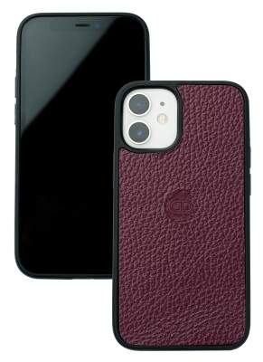 iPhone Case Silikon Schutzhülle in PREMIUM LEDER SOFTGRAIN aubergine (genarbt)