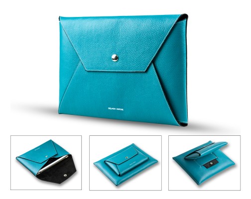 iPad Tasche PREMIUM LEDER SOFT GRAIN türkis