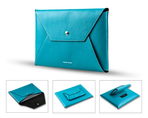 Macbook Tasche PREMIUM LEDER SOFT GRAIN türkis