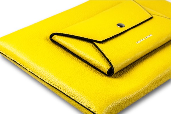 Macbook Tasche PREMIUM LEDER SOFT GRAIN gelb