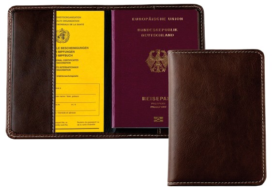 Reisepass / Impfausweis Etui PREMIUM LEDER VINTAGE Anilin marronebraun