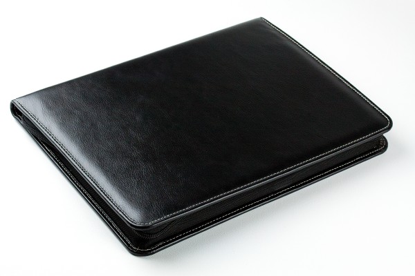 RV-Schreibmappe DIN A4 mit iPad Fach PREMIUM LEDER VINTAGE Anilin schwarz