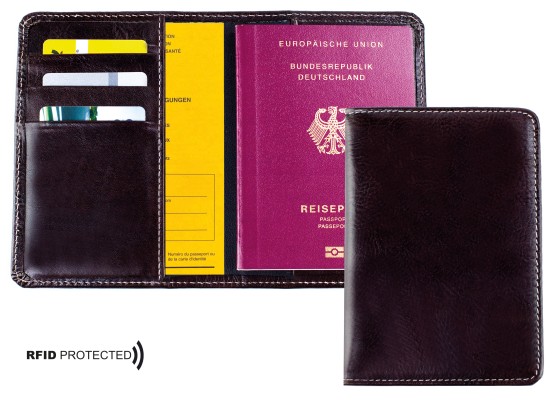 Reisepass / Impfausweis Etui PREMIUM LEDER VINTAGE marronebraun - RFID Protected