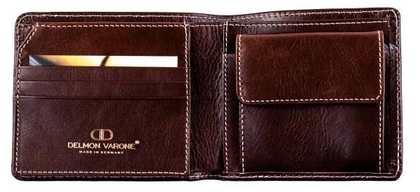 Herrenbörse mit Münz-u. Scheinfach PREMIUM LEDER VINTAGE marronebraun - RFID Protected