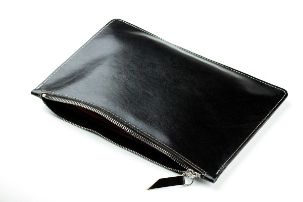 Pouch - Zipper Tasche - Banktasche PREMIUM LEDER VINTAGE schwarz