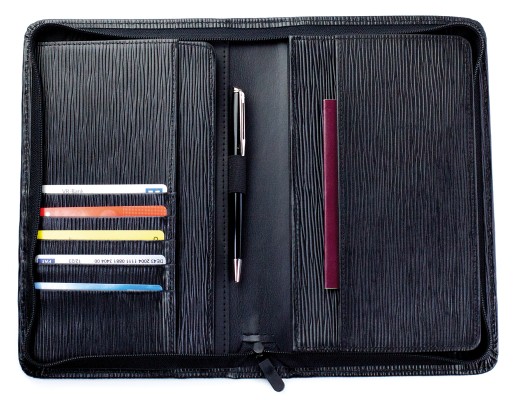 Traveller Book / Reisedokumente Mappe PREMIUM LEDER MANHATTAN schwarz - RFID Protected