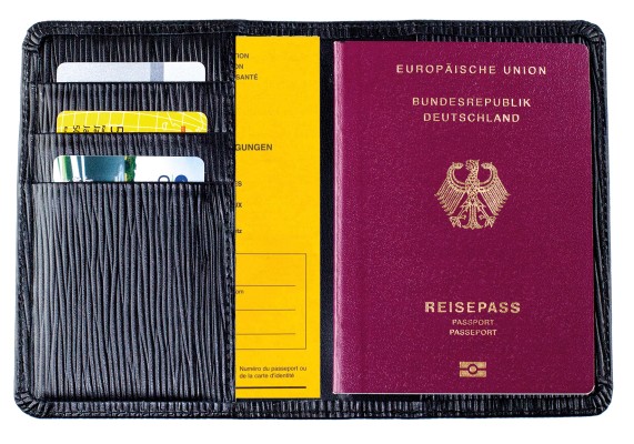 Reisepass / Impfausweis Etui PREMIUM LEDER MANHATTAN schwarz - RFID Protected