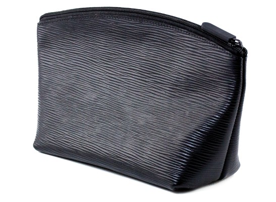 Kosmetiktasche gross (25x15x9) PREMIUM LEDER MANHATTAN schwarz mit Paglia Narbung