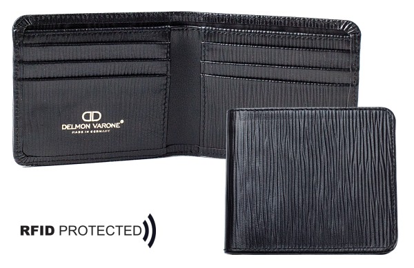 Kreditkartenetui mit Geldscheinfach PREMIUM LEDER MANHATTAN schwarz - RFID Protected