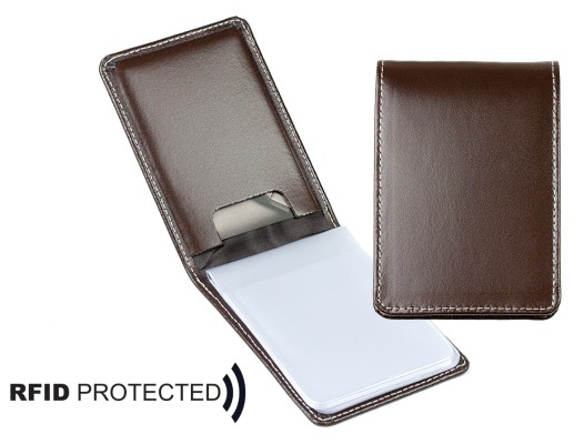 Kreditkarten Etui mit 12 Klarsichthüllen CAMBRIDGE Top Grain Rindspaltleder dunkelbraun - RFID Protected