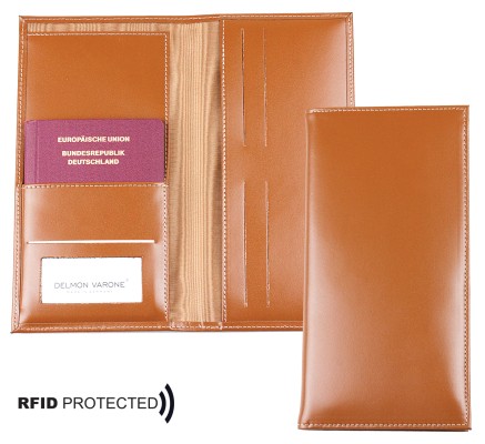 Reisebrieftasche CAMBRIDGE Top Grain Rindspaltleder hellbraun - RFID Protected