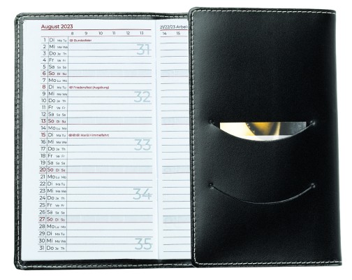 Taschenkalender 3-teilig für 2025  - Cambridge Top Grain Leder schwarz