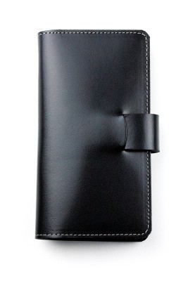 iPhone Case aus Leder mit integrierter schwarzer Kunststoffschale CAMBRIDGE Top Grain Leder schwarz