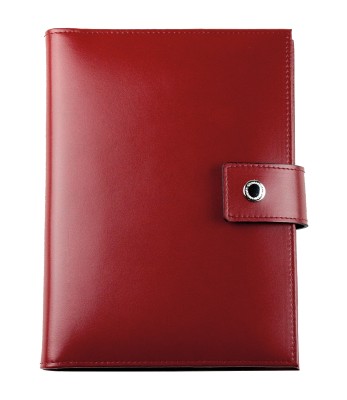 Buchkalender (auswechselbar) DIN A5 für 2025, Cambridge Top Grain Leder, rot