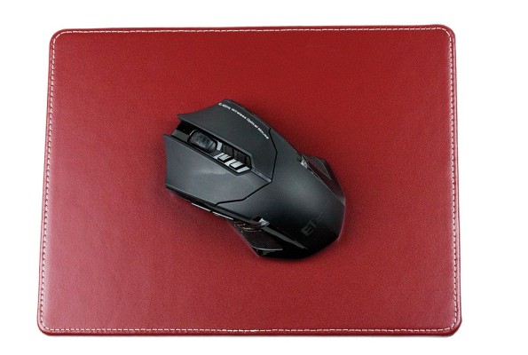 Mousepad CAMBRIDGE Top Grain Rindspaltleder mit heller Kontrastnaht rot