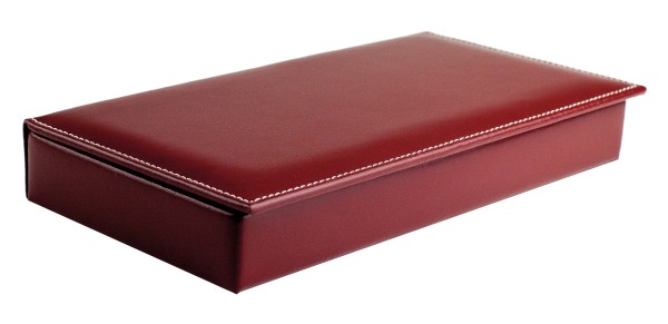 Ablagekasten mit Deckel CAMBRIDGE Top Grain Rindspaltleder rot