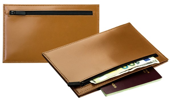 Travel Slim Wallet in CAMBRIDGE Top Grain Rindspaltleder hellbraun