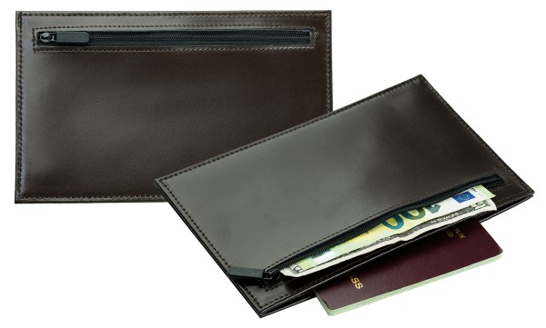 Travel Slim Wallet in CAMBRIDGE Top Grain Rindspaltleder dunkelbraun