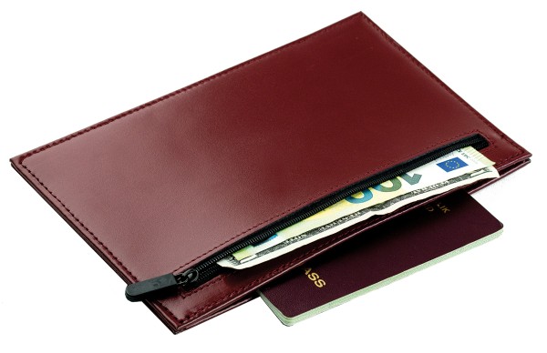 Travel Slim Wallet in CAMBRIDGE Top Grain Rindspaltleder rot