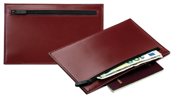 Travel Slim Wallet in CAMBRIDGE Top Grain Rindspaltleder rot