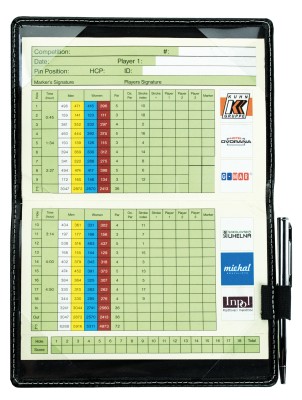 Golf Scorecard Halter inclusive Minikugelschreiber CAMBRIDGE Top Grain Rindspaltleder schwarz