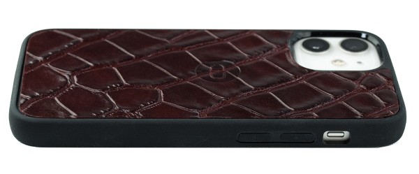 iPhone Case Silikon Schutzhülle in PREMIUM LEDER CROCO rot