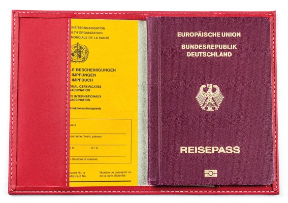 Reisepass / Impfausweis Etui mit RFID Schutz in Lederimitat ECO APPLE LEATHER rot