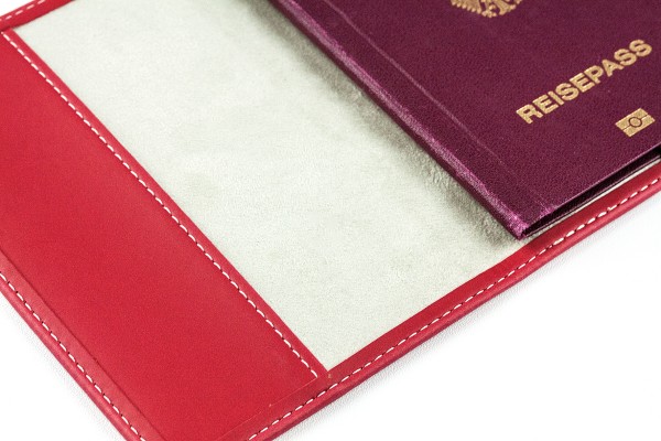 Reisepass / Impfausweis Etui mit RFID Schutz in Lederimitat ECO APPLE LEATHER rot