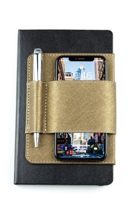 Magnetischer Handy-und Stiftehalter für Notizbücher SAFFIANO gold metallic