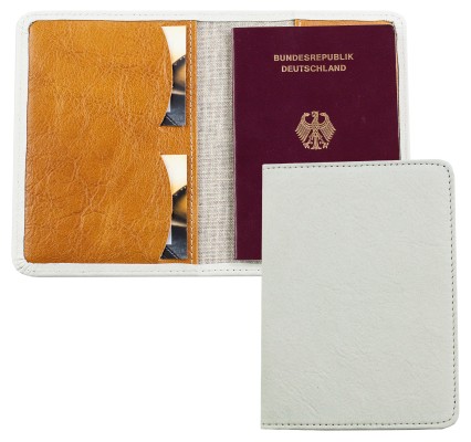 Reisepass / Impfausweis Etui Nubuk | Canvas Kombination beige/cuoiobraun