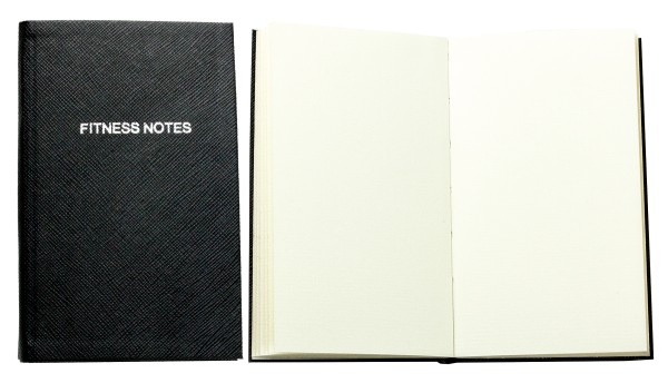 Pocket Notizbuch "FITNESS NOTES" (auswechselbar) mit Druckknopf, CAMBRIDGE Top Grain Leder hellbraun