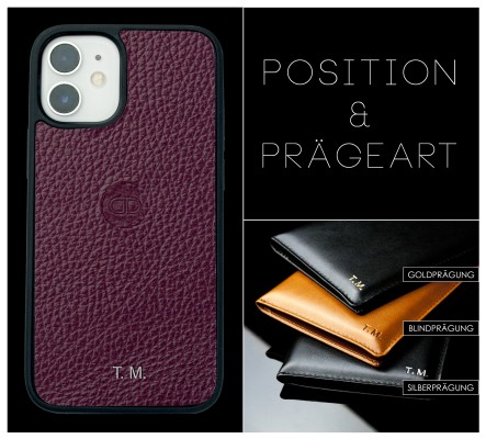 iPhone Case Silikon Schutzhülle in PREMIUM LEDER SOFTGRAIN aubergine (genarbt)