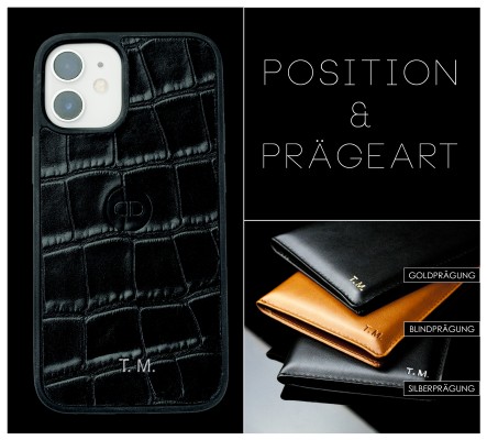 iPhone Case Silikon Schutzhülle in PREMIUM LEDER CROCO schwarz